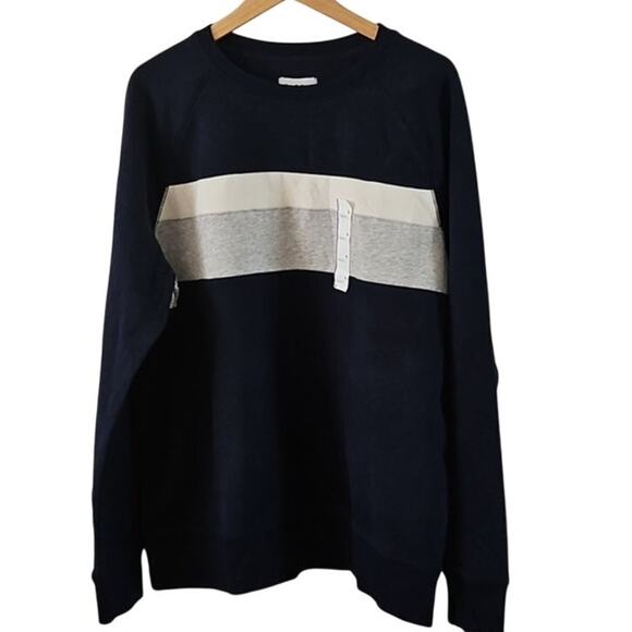 Goodfellow & Co Men’s Colorblock Crewneck Sweatshirt XL Navy Blue Gray White - Picture 2 of 7